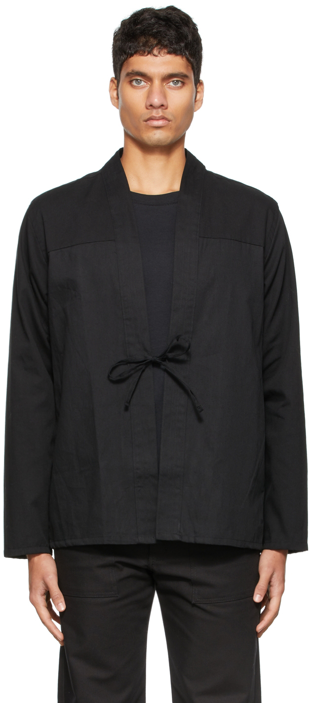 Naked & Famous Denim SSENSE Exclusive Black Kimono Shirt
