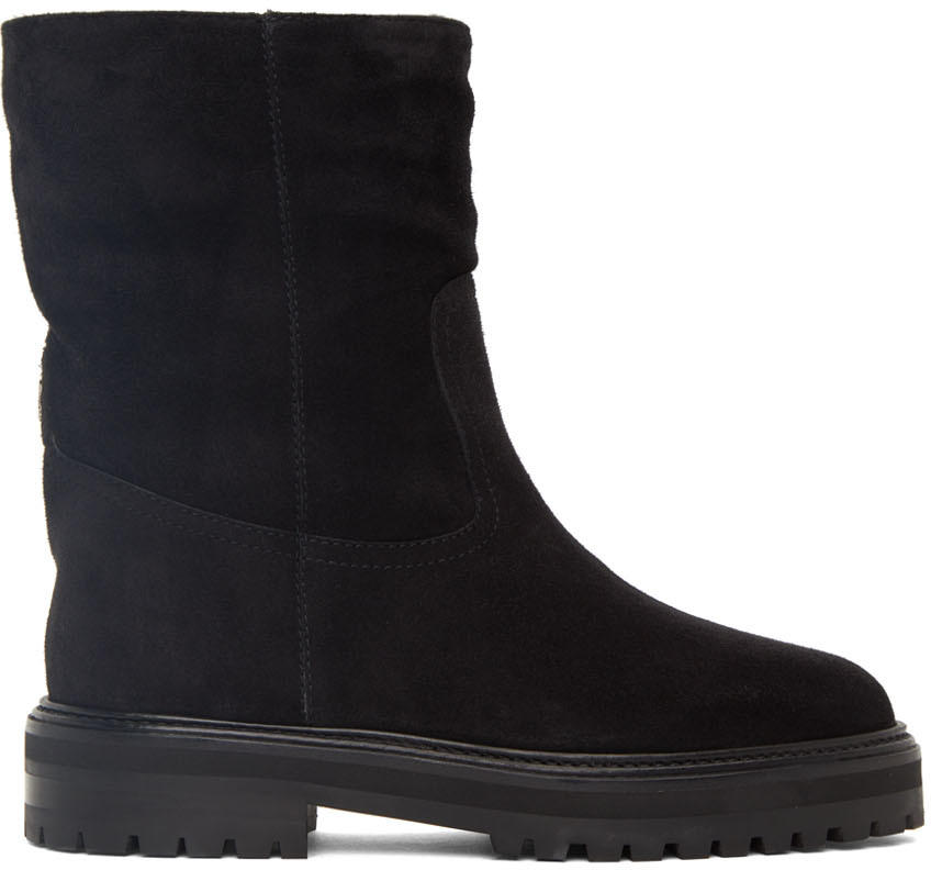 womens black suede mid calf boots