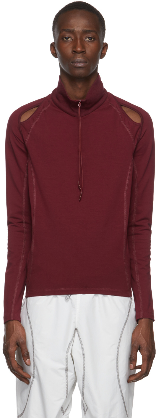 Burgundy Twist Bond Compression Zip-Up Sweater