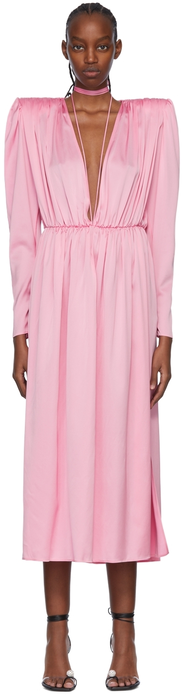 Magda Butrym: Pink Silk Midi Dress | SSENSE