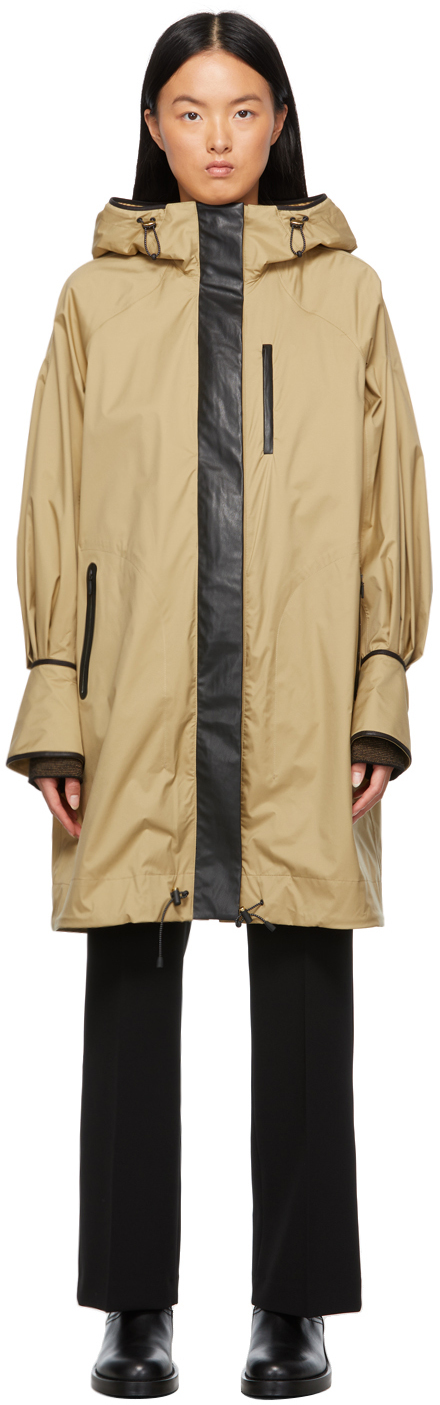 Mame Kurogouchi Beige Nylon Hooded Coat
