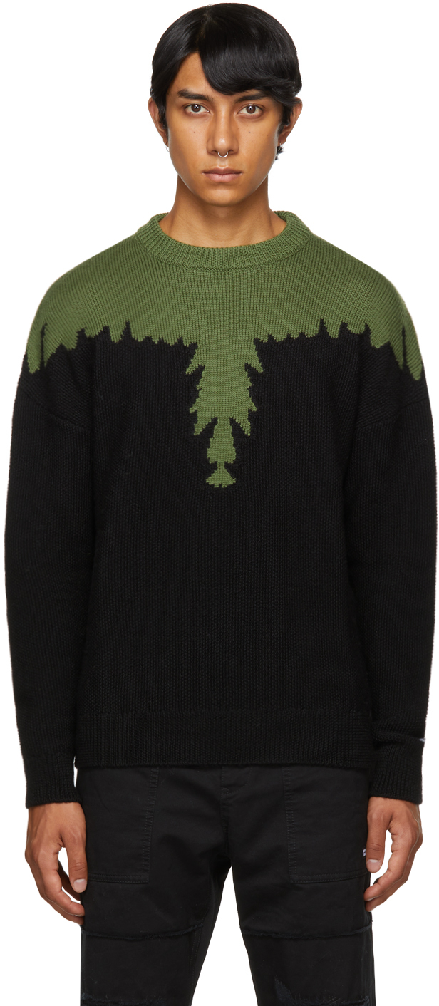 & Green Intarsia Wings Sweater by Burlon County of Milan on Sale