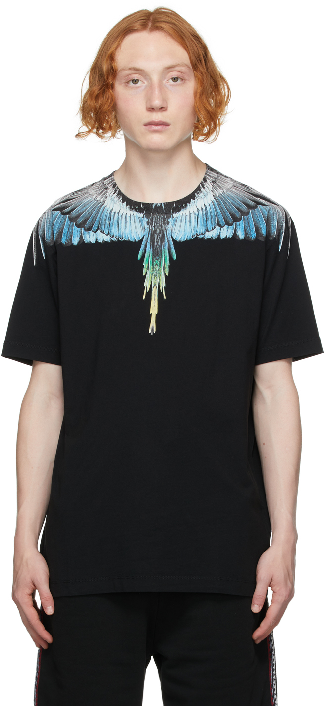 Marcelo Burlon County Black & Blue Wings T-Shirt SSENSE UK