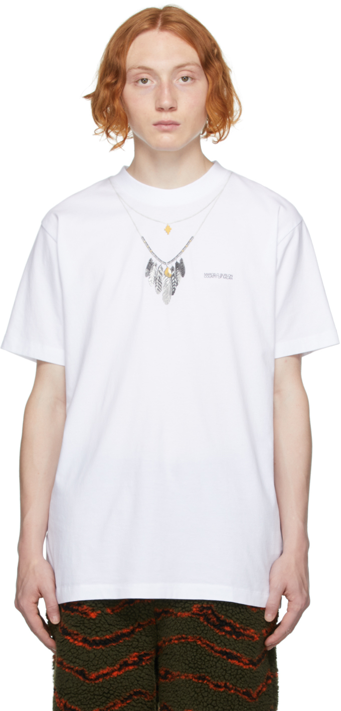 Creek pen Karakter White Necklace T-Shirt by Marcelo Burlon County of Milan on Sale