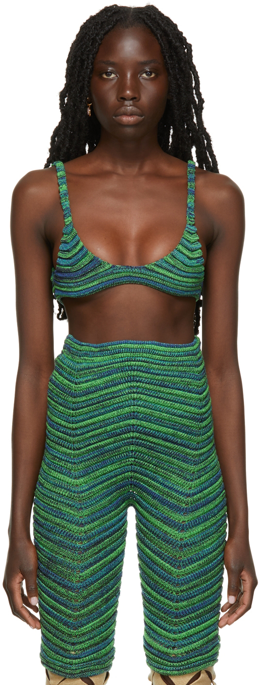 SSENSE Exclusive Green & Blue Bodycurl Knit Bra by Isa Boulder on Sale
