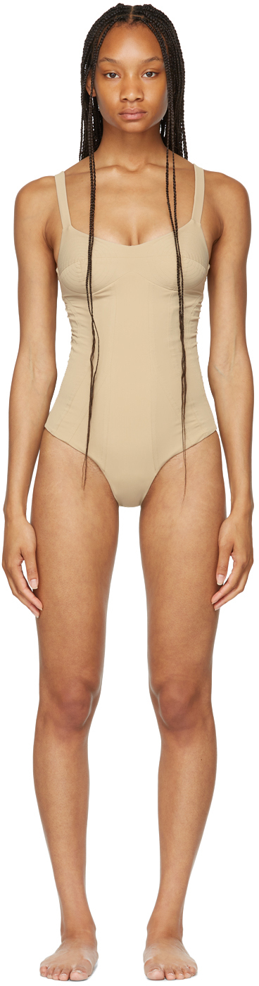 ISA BOULDER SSENSE Exclusive Taupe Bullseye One-Piece Swimsuit