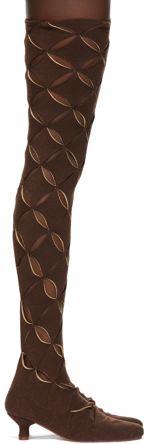 Isa Boulder SSENSE Exclusive Knit Argyle Tall Boots