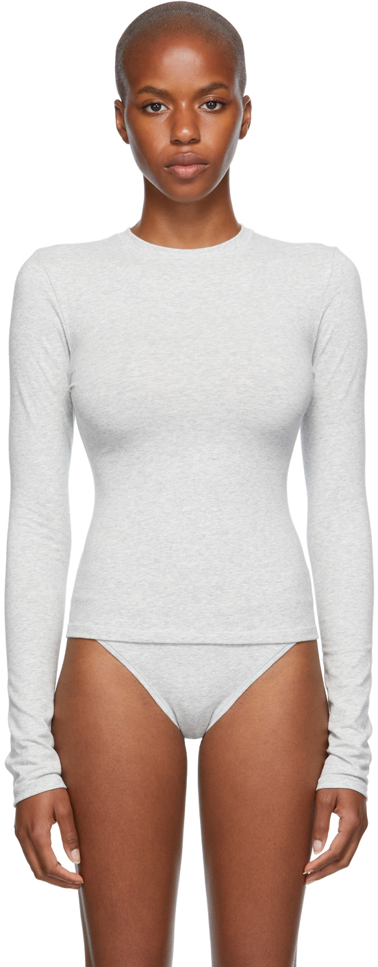 SKIMS Grey Cotton 2.0 Jersey Long Sleeve T-Shirt