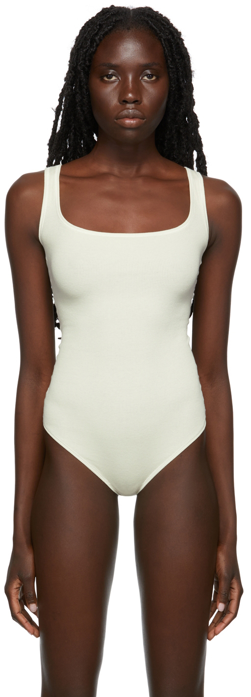 SKIMS: White Cotton Rib Bodysuit