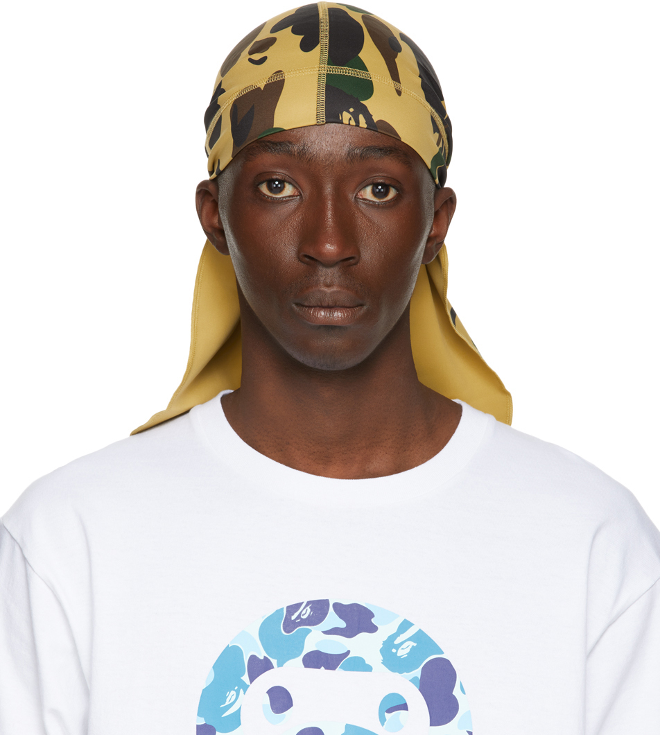 BAPE: Yellow 1st Camo Du-Rag Scarf | SSENSE