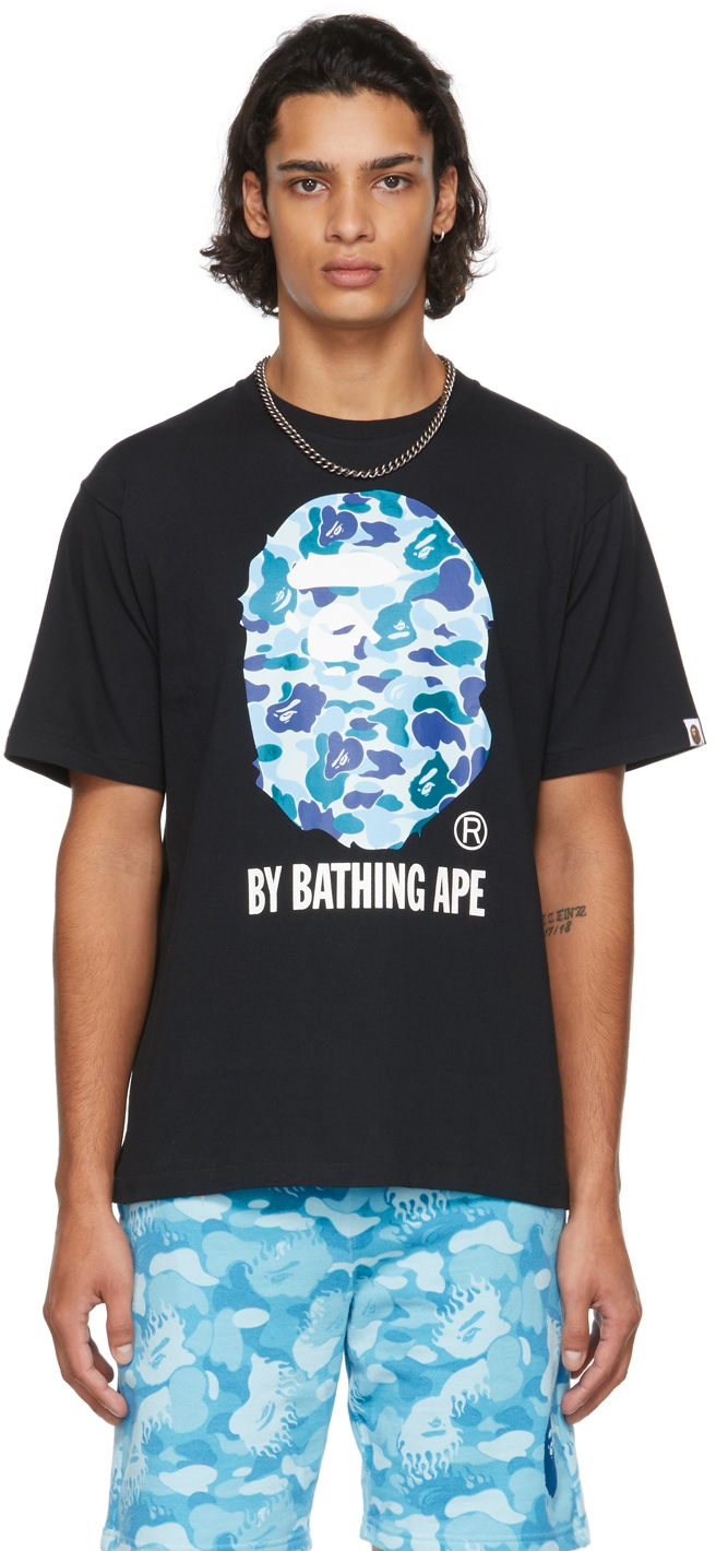 Bape Black Blue Space Camo T Shirt In Bkk Black Blue Modesens