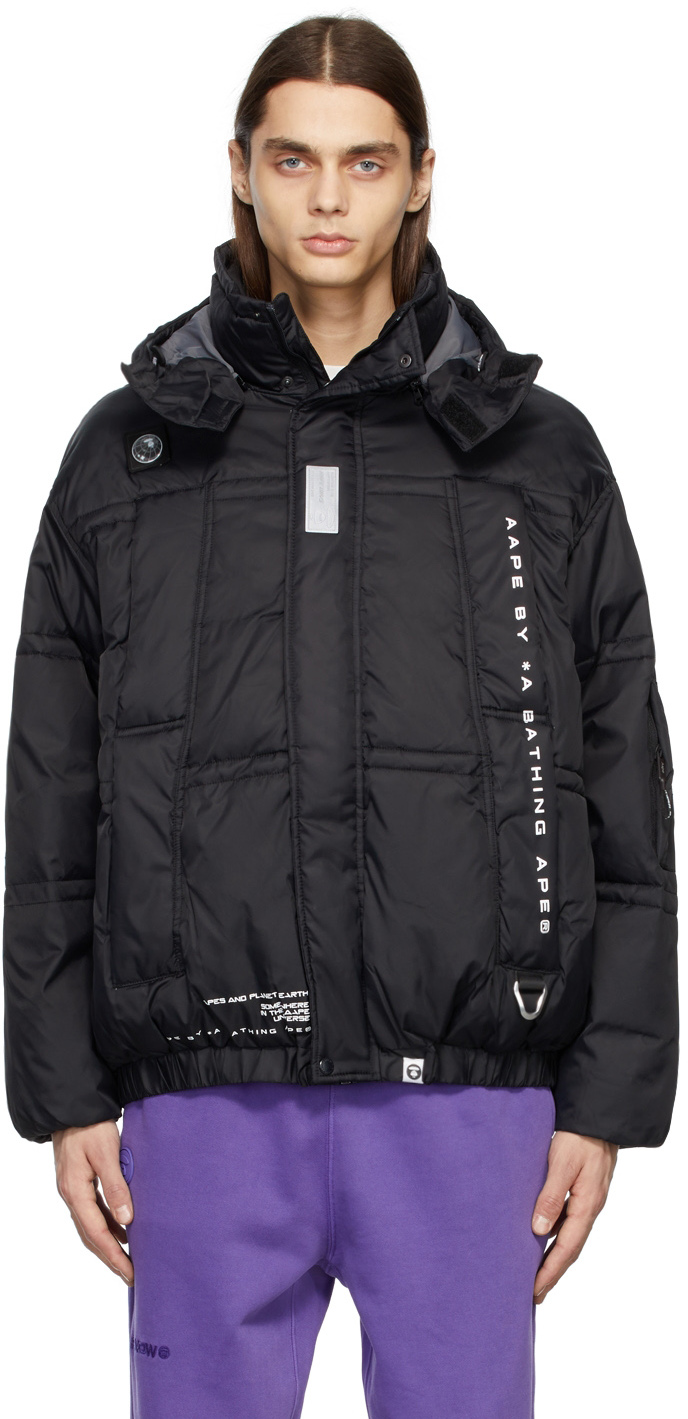 AAPE by A Bathing Ape Black Graphic Patch Jacket