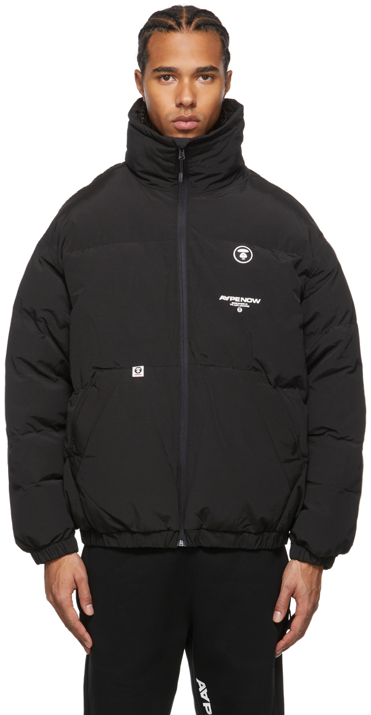 AAPE by A Bathing Ape Black Logo Puffer Jacket | Smart Closet