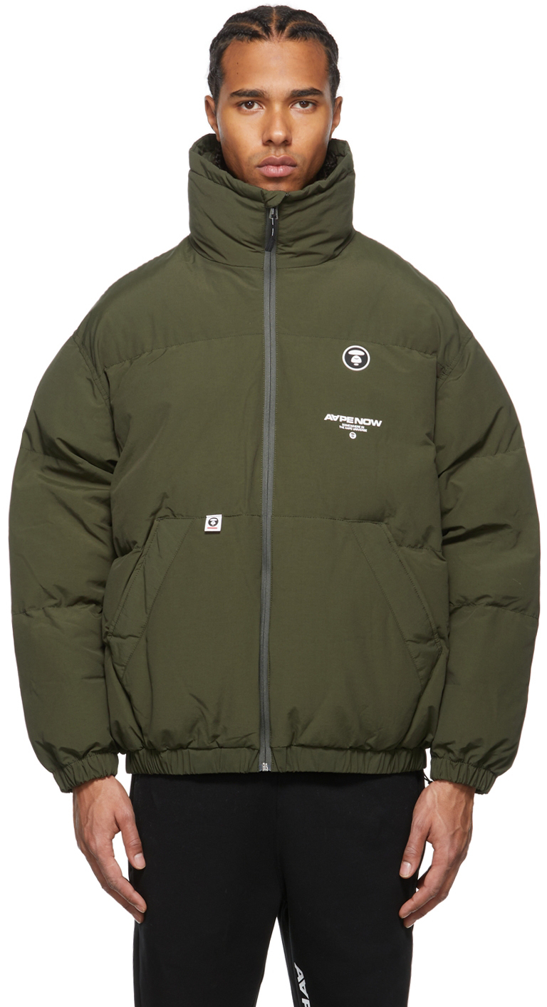 AAPE by A Bathing Ape Khaki Logo Puffer Jacket | Smart Closet