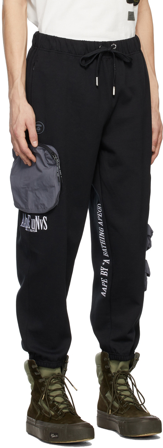 AAPE by A Bathing Ape Black Jersey Logo Cargo Pants | Smart Closet