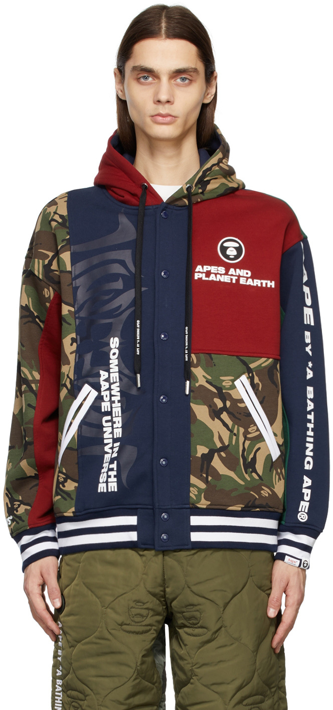 Aape red shop camo hoodie