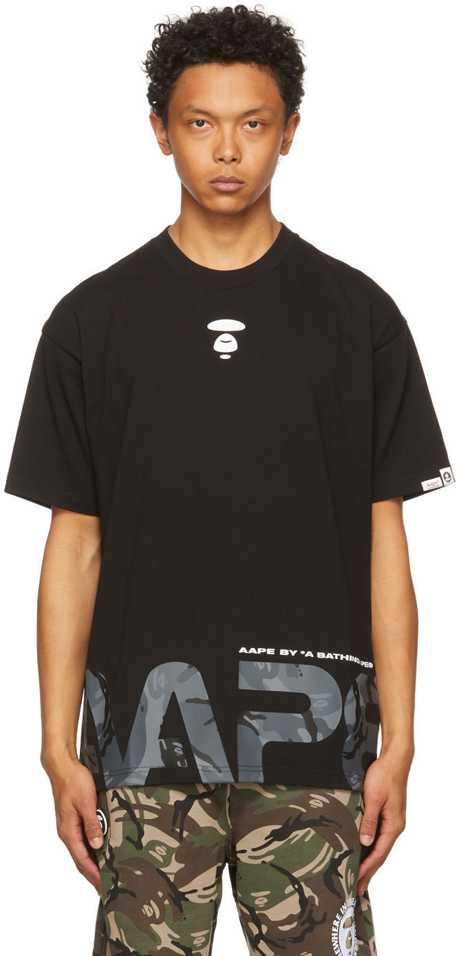 pe By A Bathing Ape Black Camo Logo T Shirt Ssense Canada