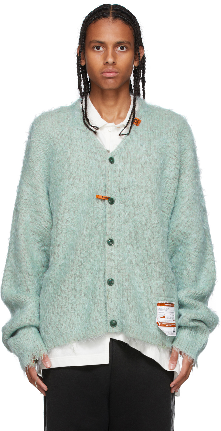 Miharayasuhiro: Green Mohair Knit Cardigan | SSENSE