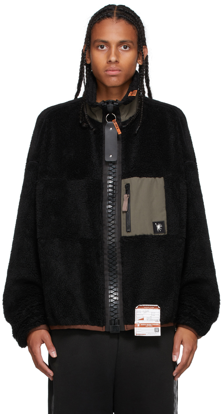 Black Boa Fleece Zip-Up Jacket