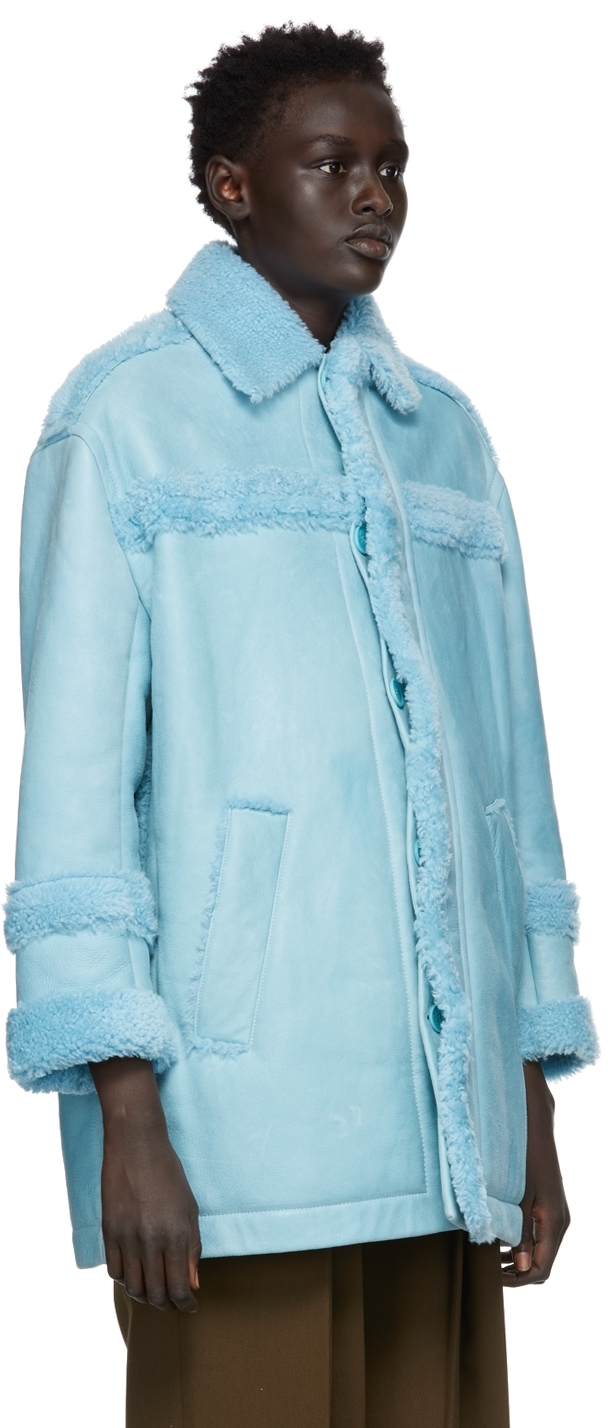 Jacquemus La Veste Paioù Shearling-lined Leather Jacket in Blue