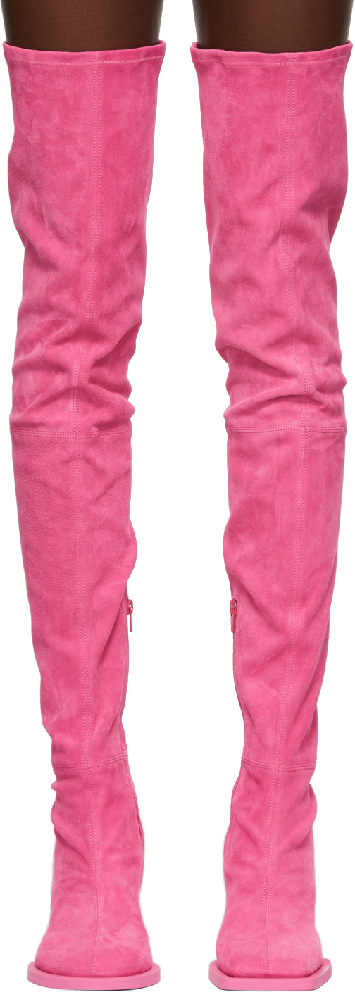 Jacquemus Pink 'Les Bottes Carré Rond' Over-The-Knee Boots | Smart Closet