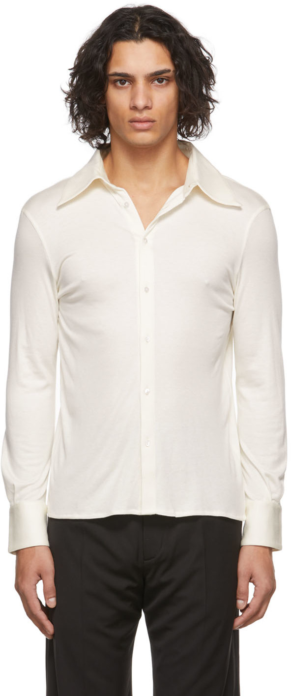 Carlota Barrera Off-White Ribbed Jersey Shirt