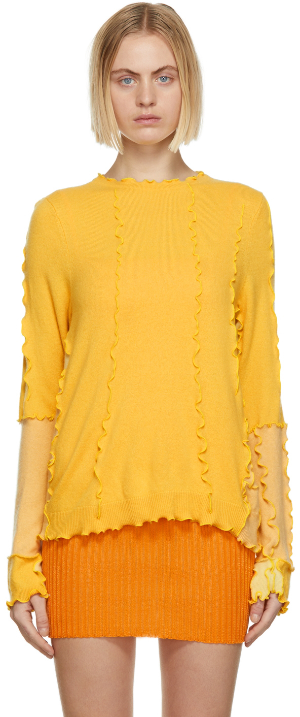 Sherris Yellow Wool & Cashmere Ruffle Sweater