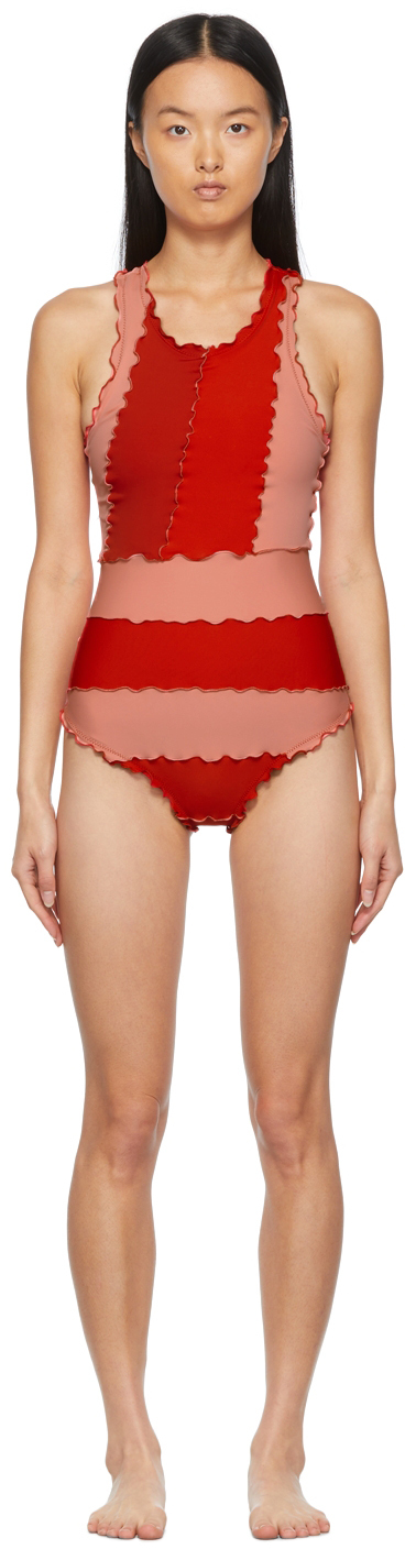 Pink and red deals one piece swimsuit