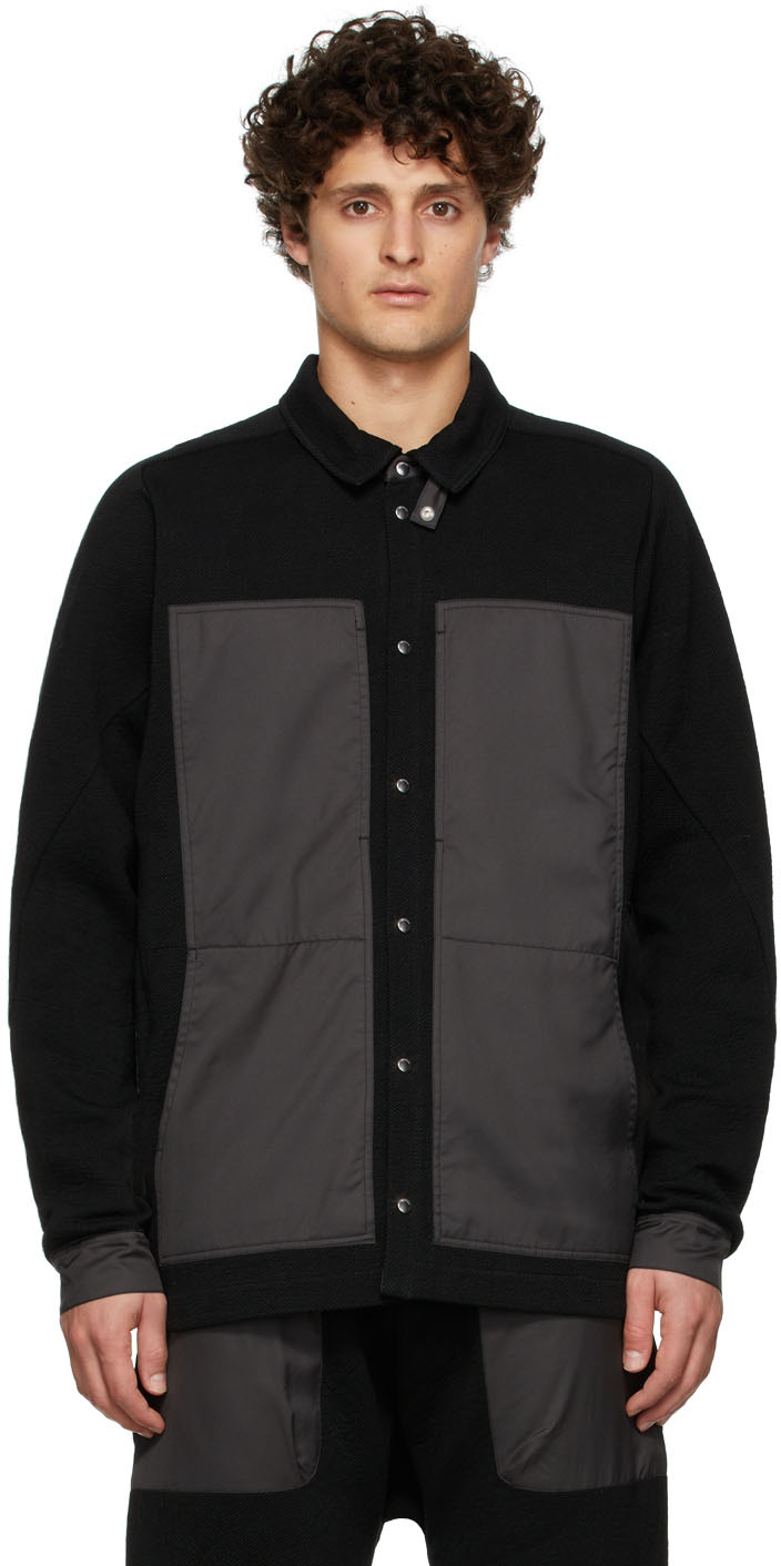 BYBORRE: Black Knit Panelled Shirt | SSENSE UK