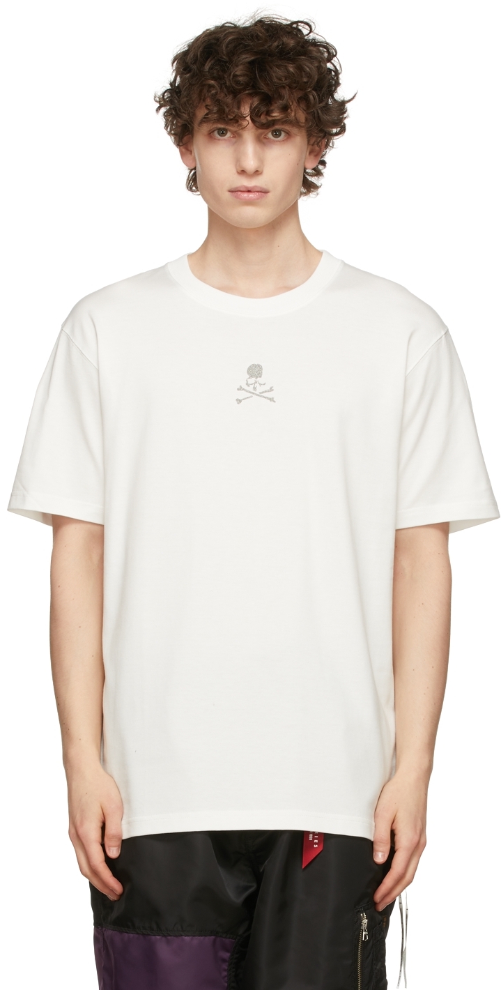 White Glass Beaded T-Shirt by mastermind JAPAN on Sale