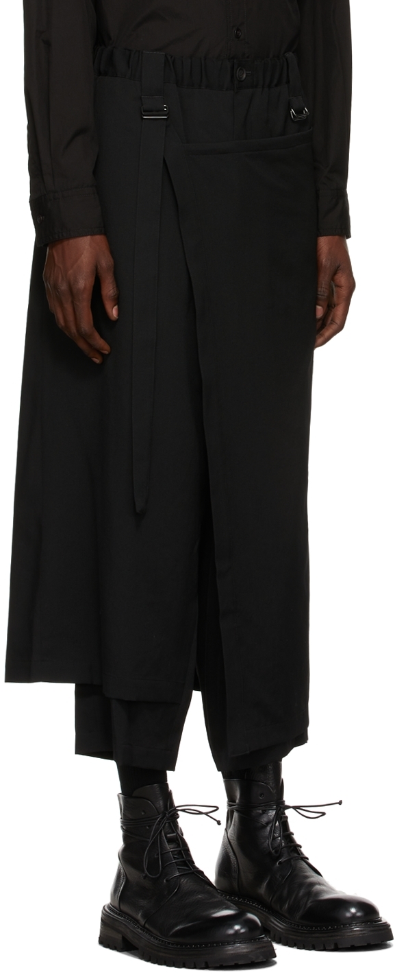 Yohji Yamamoto Black Long Wrap Trousers | Smart Closet