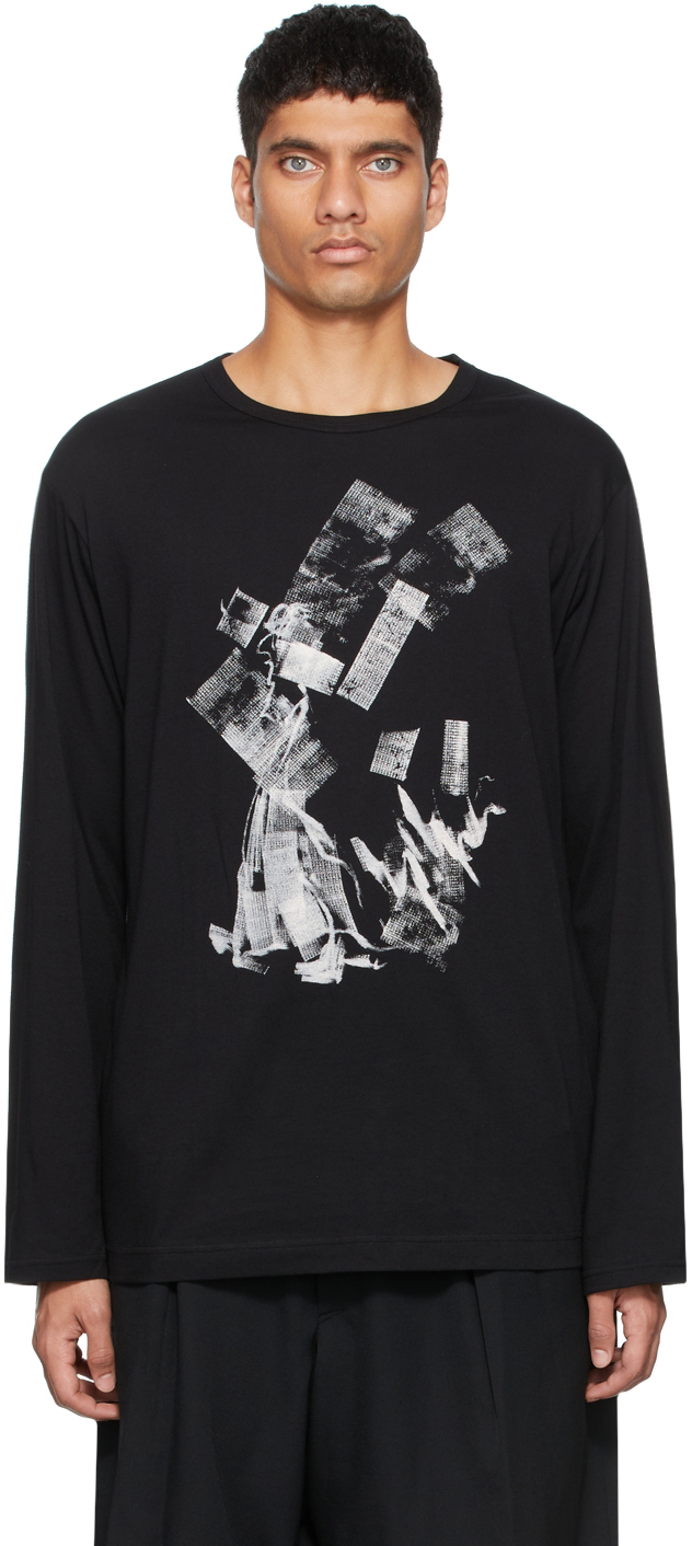 Black Graphic Print Long Sleeve T-Shirt