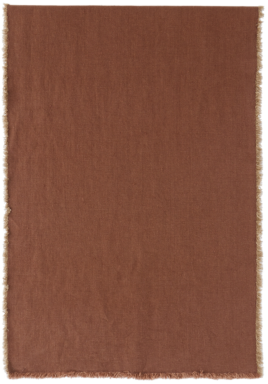 R+D.LAB RED HOPSACK LINEN TABLE RUNNER