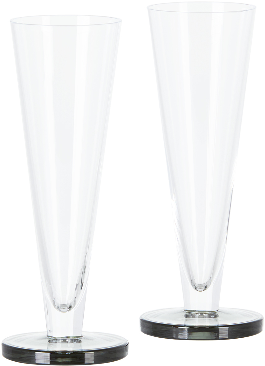 Tom Dixon Puck Set Of Two Flute Glasses In Clear