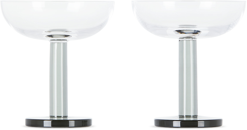 Shop Tom Dixon Black Puck Coupe Glasses Set In Clear