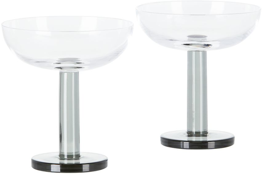 Shop Tom Dixon Black Puck Coupe Glasses Set In Clear