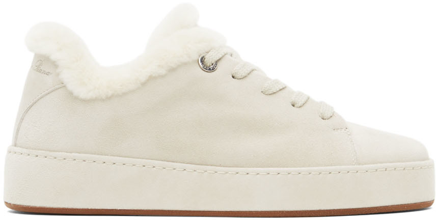Loro Piana: Off-White Fur \u0026 Suede Winter Nuages Sneakers | SSENSE