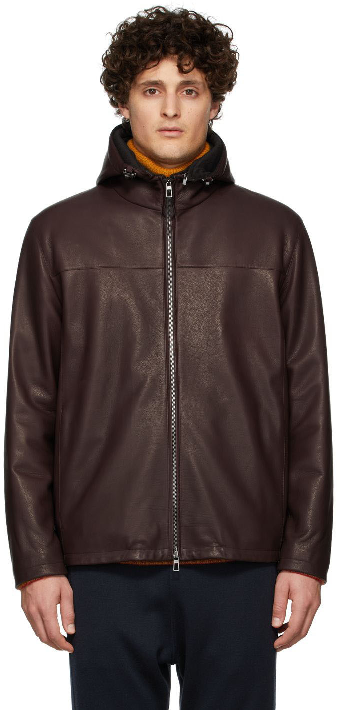 Loro Piana Burgundy Padded Leather Jacket