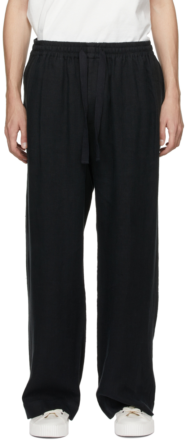 COMMAS: Black Linen Trousers | SSENSE