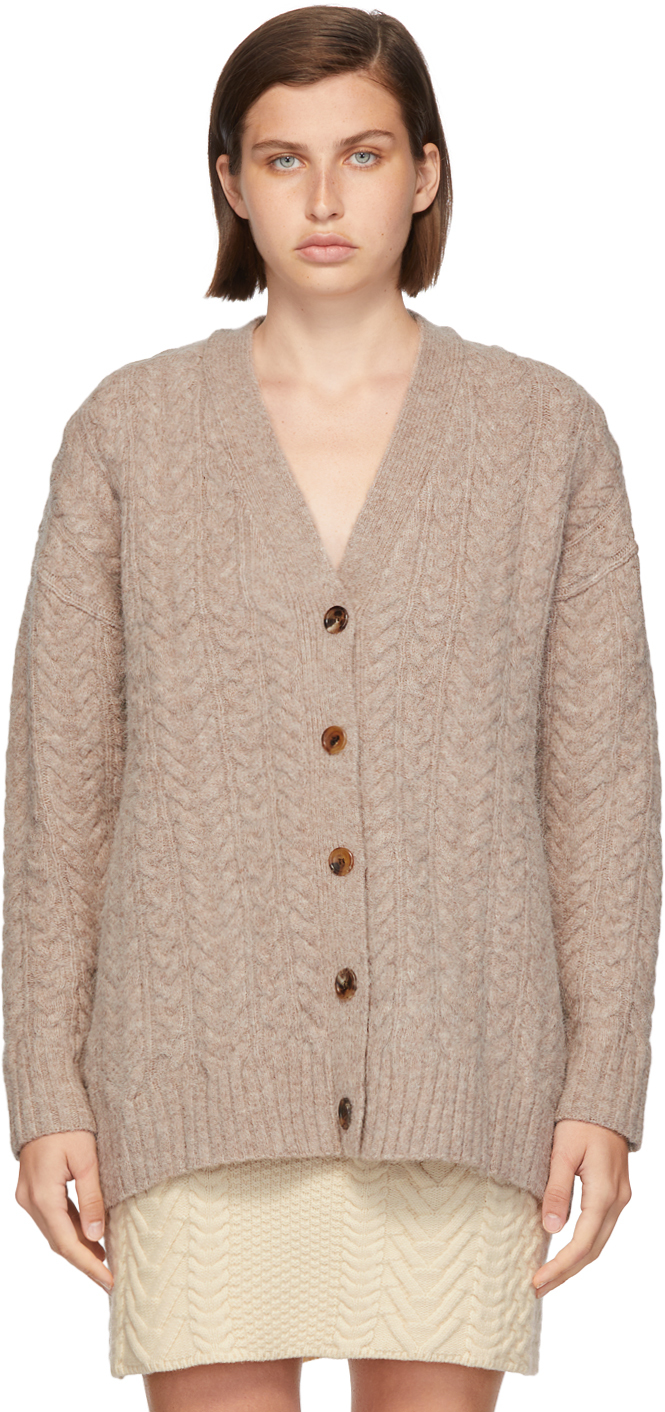 Taupe Alpaca Ork Cardigan by Blossom on Sale