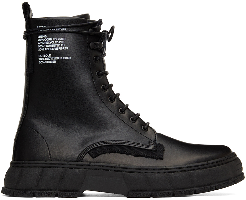 Black Apple Leather 1992 Boots by Virón on Sale