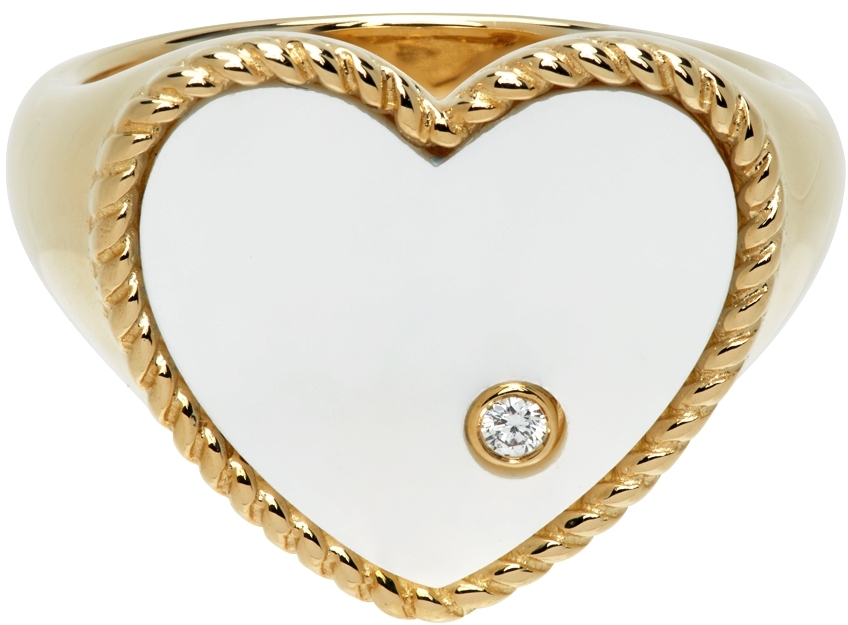 Yvonne Léon Gold Mother-Of-Pearl Caur Signet Ring