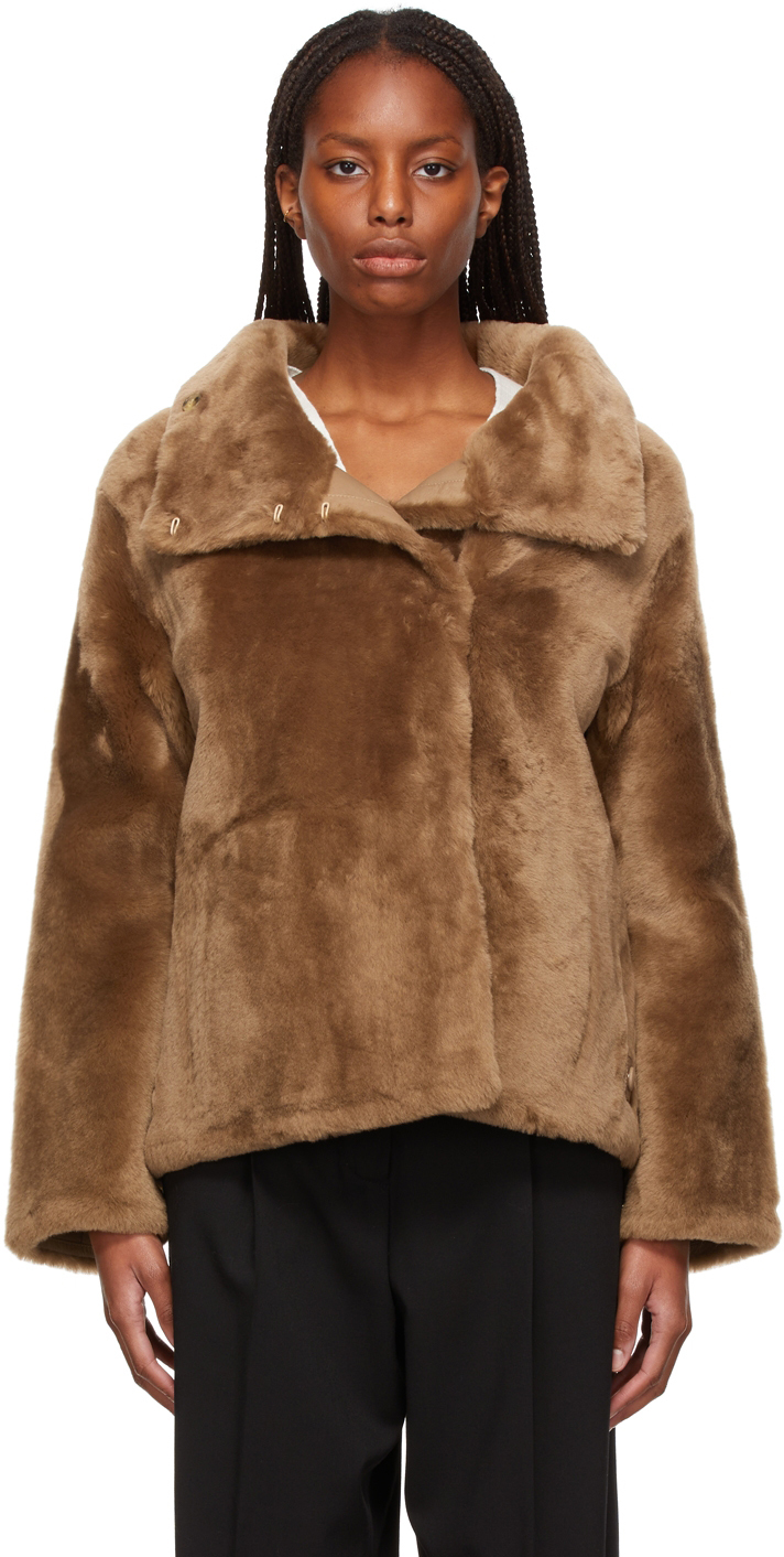 Shearling Silky Collar Jacket by Yves Salomon on Sale