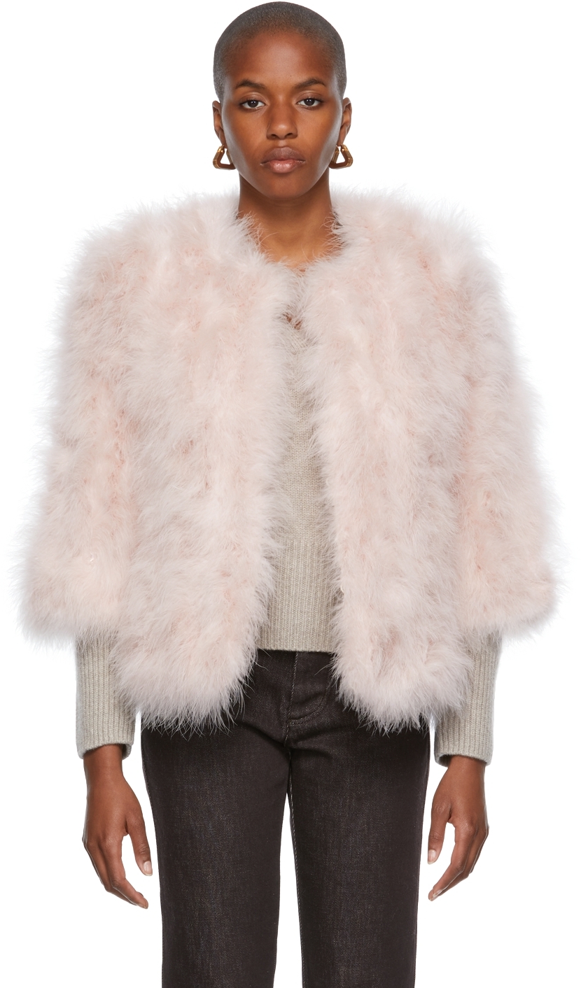 Yves Salomon Pink Feathers & Silk Jacket | Smart Closet