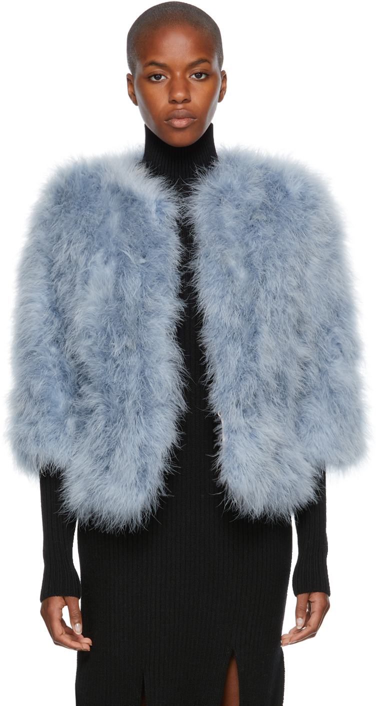 blue feather coat