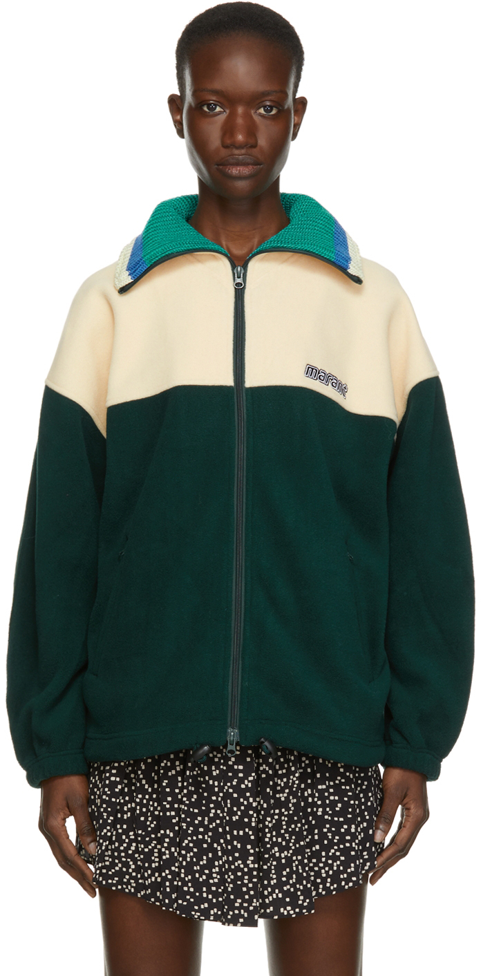 Green Malti Fleece Jacket by Etoile on Sale