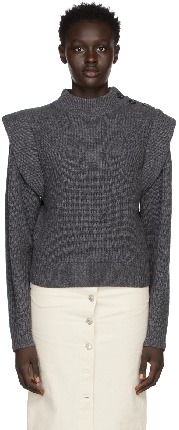 Isabel Marant Grey Peggy Shoulder Button Sweater