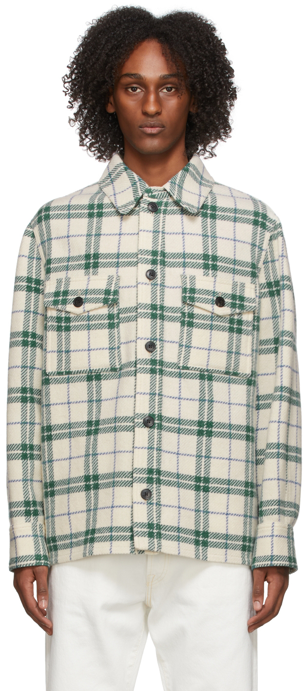 Green Check Gervon Overshirt Jacket by Isabel Marant Sale