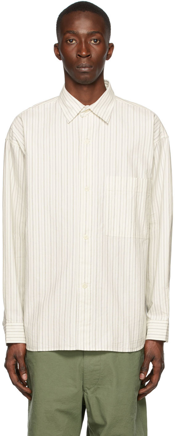 MHL by Margaret Howell Off-White Striped Shirt
