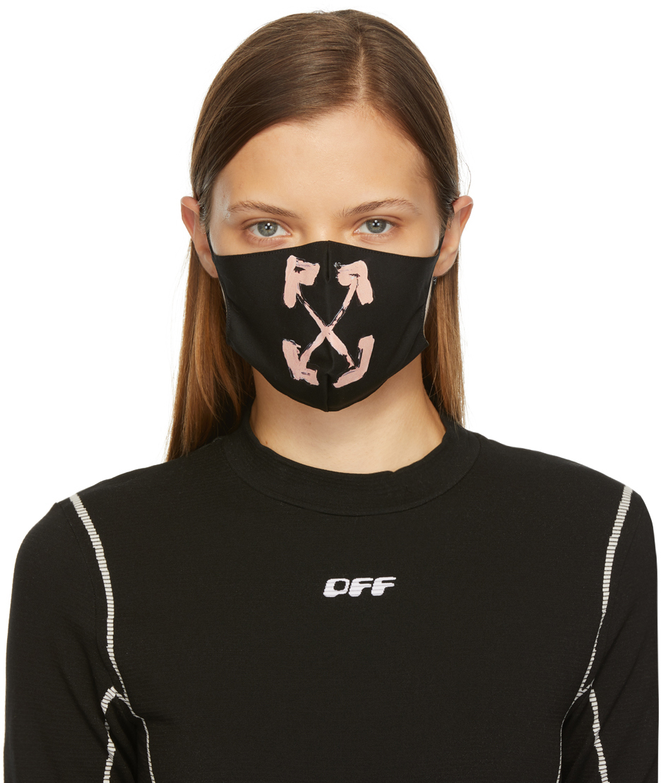 Off-White Black & Pink Painted Arrows Mask